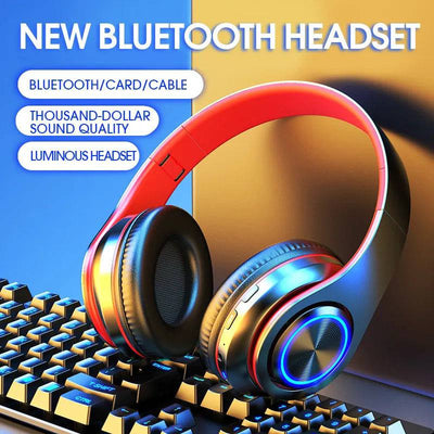 B39 Headset Wireless Bluetooth Headset Colorful Luminous Card-Inserting Game Music Sports Support Mobile Phone Computer - Waqaram