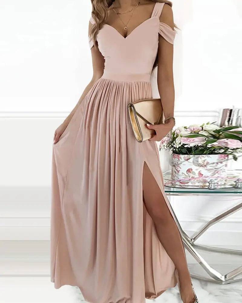 Long Floor Length Elegant Greek Style Pleated Dress - Waqaram