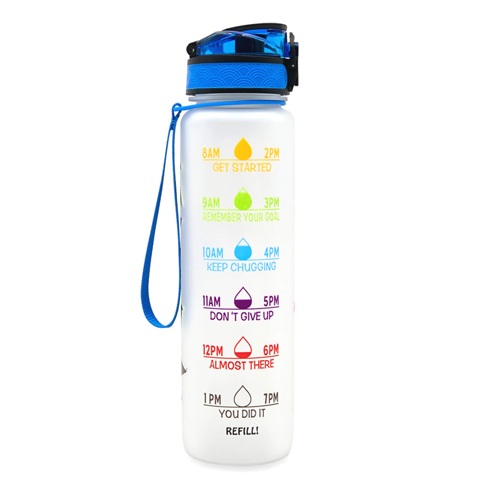 1L Tritan Water Bottle With Time Marker Bounce Cover Motivational Water Bottle Cycling Leakproof Cup For Sports Fitness Bottles - Waqaram