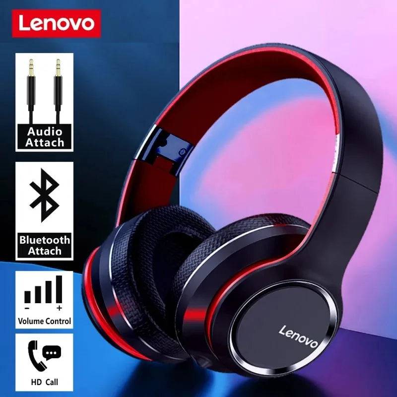 Lenovo HD200 Bluetooth Earphones Over-ear Foldable Computer Wireless Headphones Noise Cancellation HIFI Stereo Gaming Headset - Waqaram