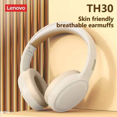Original Lenovo TH30 Wireless Bluetooth 5.1 Headphones Hifi Stereo Music Headset game Fone Earphones with Mic 2023 New Earbuds - Waqaram
