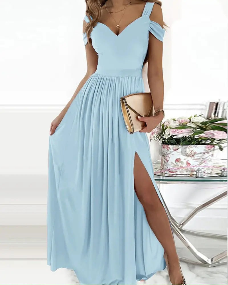 Long Floor Length Elegant Greek Style Pleated Dress - Waqaram