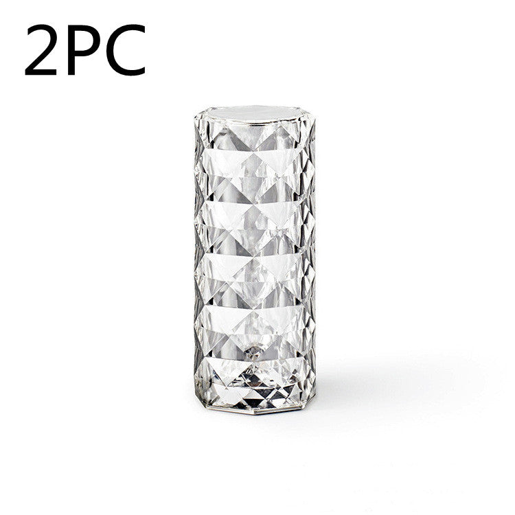 Nordic Crystal Lamp USB Table Lamps Bedroom Touch Dimming Atmosphere Diamond Night Light Rose Projector Lamp Decor - Waqaram