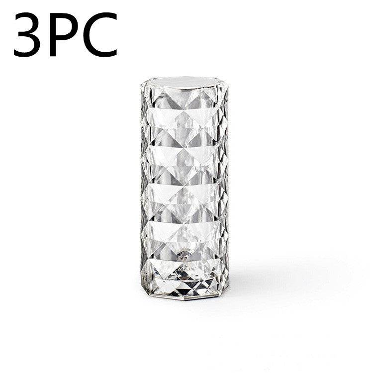Nordic Crystal Lamp USB Table Lamps Bedroom Touch Dimming Atmosphere Diamond Night Light Rose Projector Lamp Decor - Waqaram