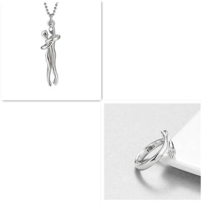 Love Hug Necklace Unisex Men Women Couple Jewelry Simple Temperament Clavicle Chain Valentines Day Lover Gift - Waqaram