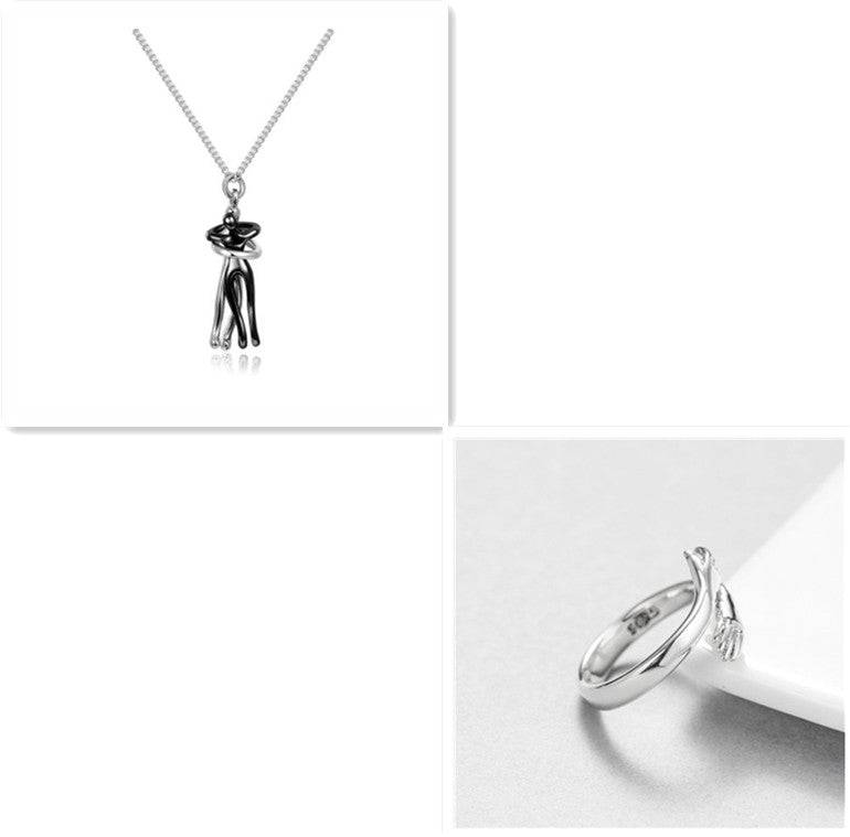 Love Hug Necklace Unisex Men Women Couple Jewelry Simple Temperament Clavicle Chain Valentines Day Lover Gift - Waqaram