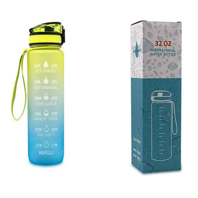 1L Tritan Water Bottle With Time Marker Bounce Cover Motivational Water Bottle Cycling Leakproof Cup For Sports Fitness Bottles - Waqaram