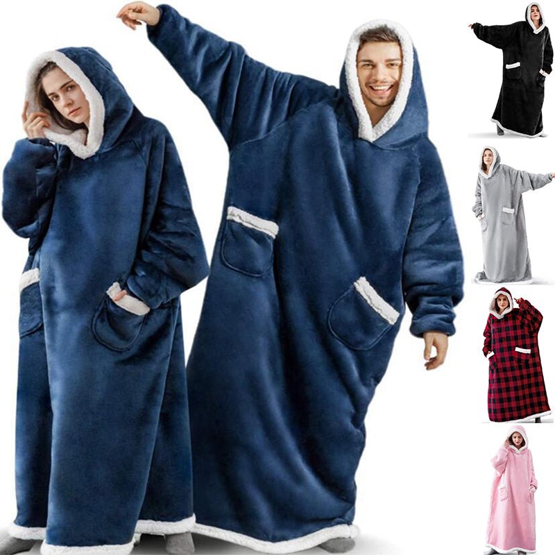 Winter TV Hoodie Blanket Winter Warm Home Clothes Women Men Oversized Pullover With Pockets - Waqaram